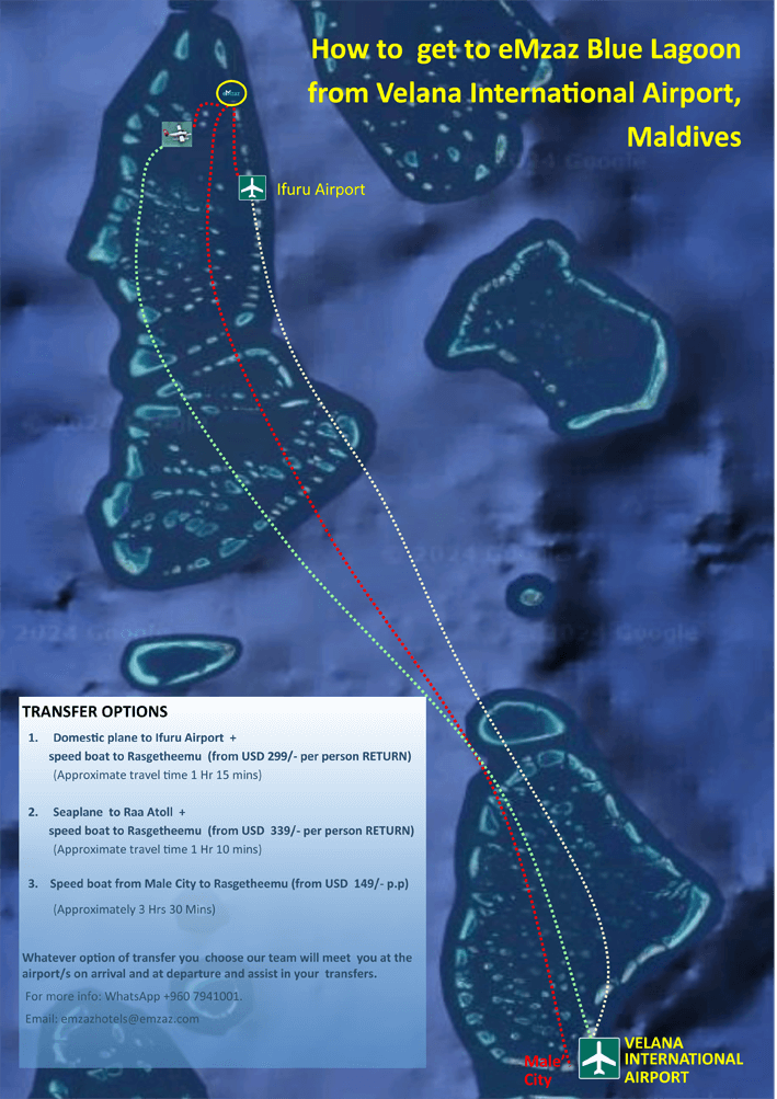 How to Reach eMzaz Blue Lagoon from Velana International Airport, Maldives